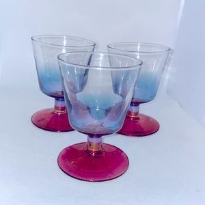 Pink & Blue Ombré Wine Glass Set of 3